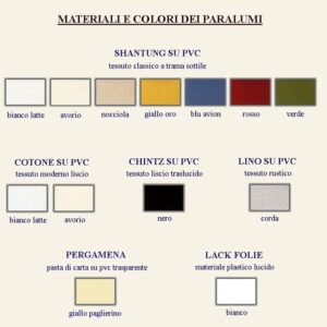 materiali e colori per ordinare i paralumi