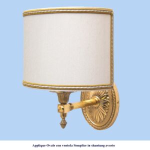 Applique classica in ottone modello Ovale con lampadina grande e Ventola Semplice