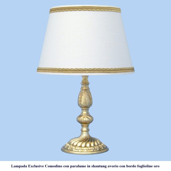 Lampada classica in ottone Exclusive per comodino con paralume