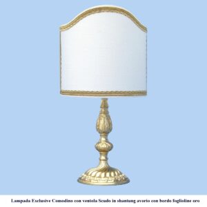 Lampada classica in ottone Exclusive per comodino con ventola scudo