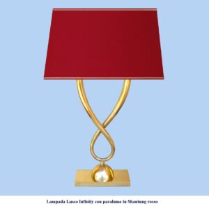 Lampada lusso in ottone modello Infinity con paralume rosso