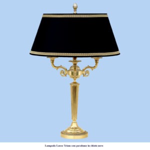 Lampada Lusso classica in ottone modello Trium con paralume nero