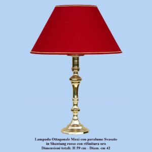 Lampada in ottone Ottagonale Maxi con paralume svasato