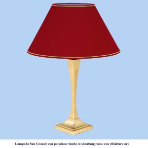 Lampada in ottone moderna modello Sun Grande con paralume tondo rosso