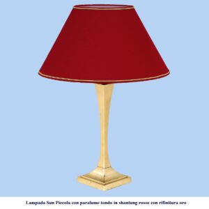 Lampada in ottone moderna modello Sun Piccola con paralume tondo rosso