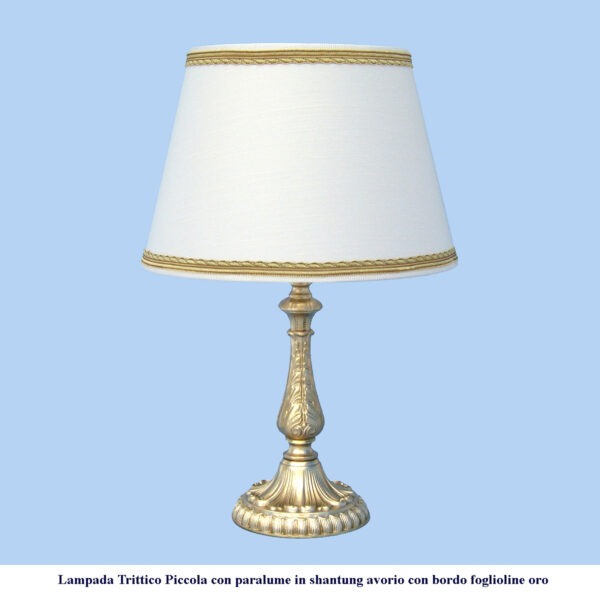 Lampada classica in ottone Trittico Piccola con paralume