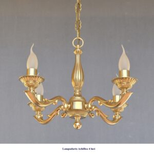 Lampadario classico in ottone modello Achillea 4 luci