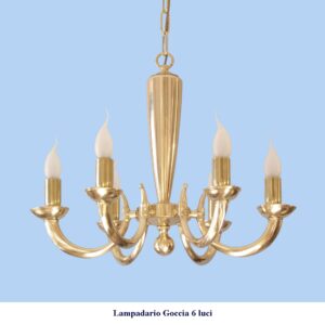 Lampadario moderno in ottone modello Goccia 6 luci