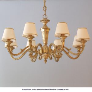 lampadario in ottone azalea 8 luci con conetti classici