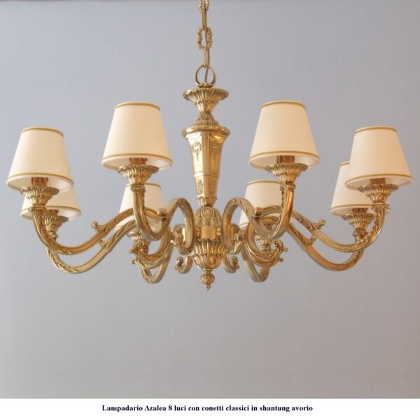 lampadario in ottone azalea 8 luci con conetti classici